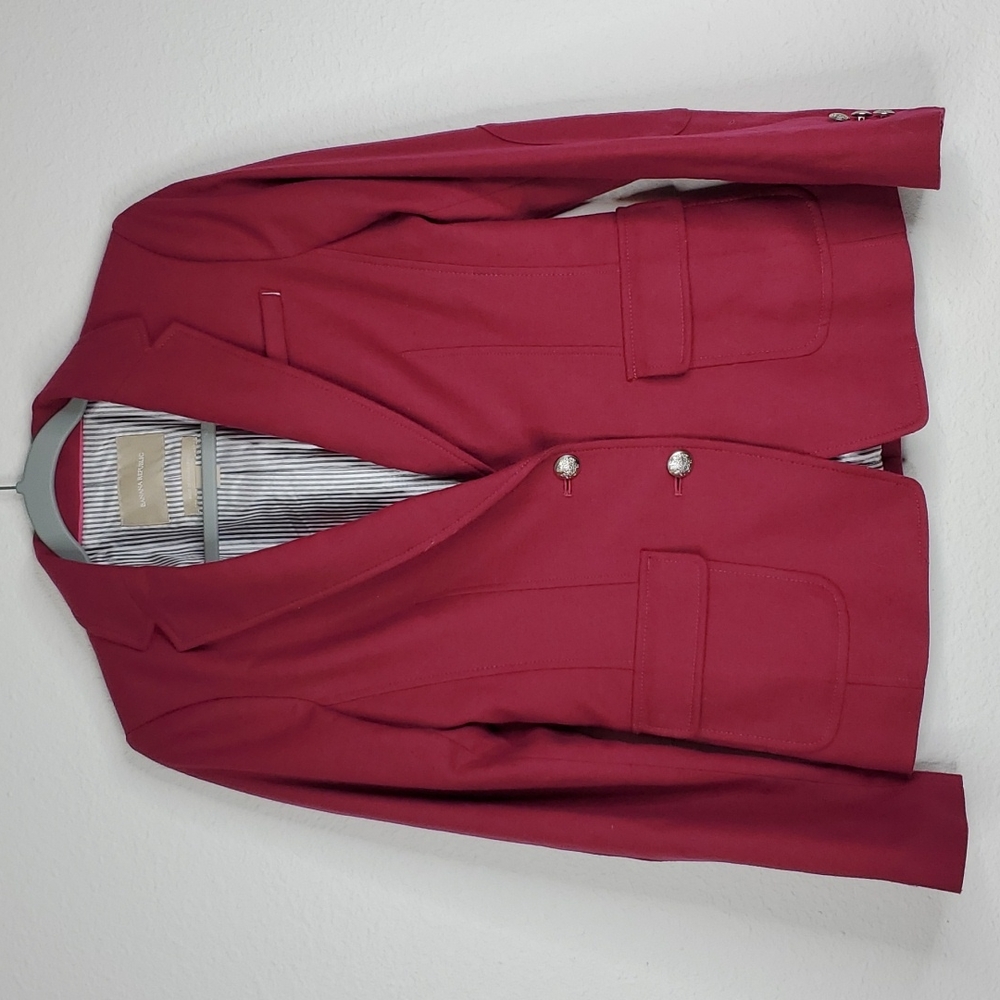 Banana Republic blazer wool burgundy two button lined italian yarn womens 0